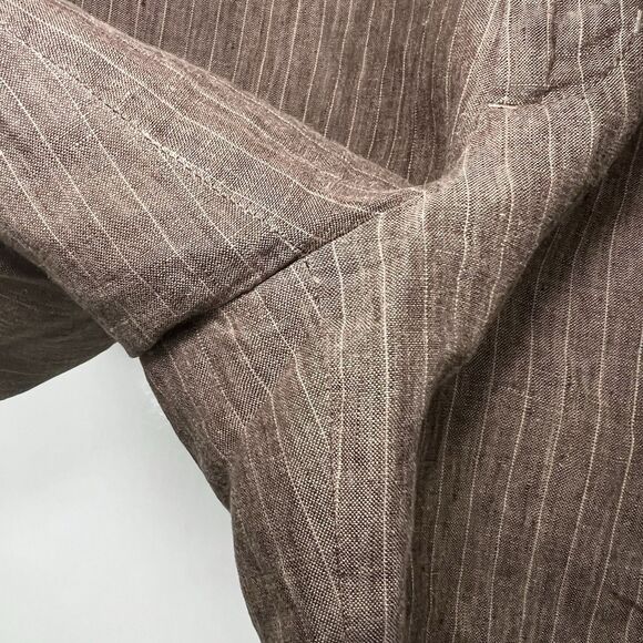 Banana Republic 100% Linen Shorts Mens Size 35 Brown Striped 11” Inseam Beemuda - Picture 6 of 13